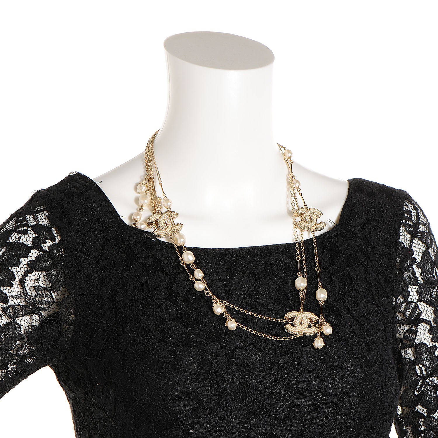 Chanel Irregular Pearl CC Long Necklace Gold 2 of 5