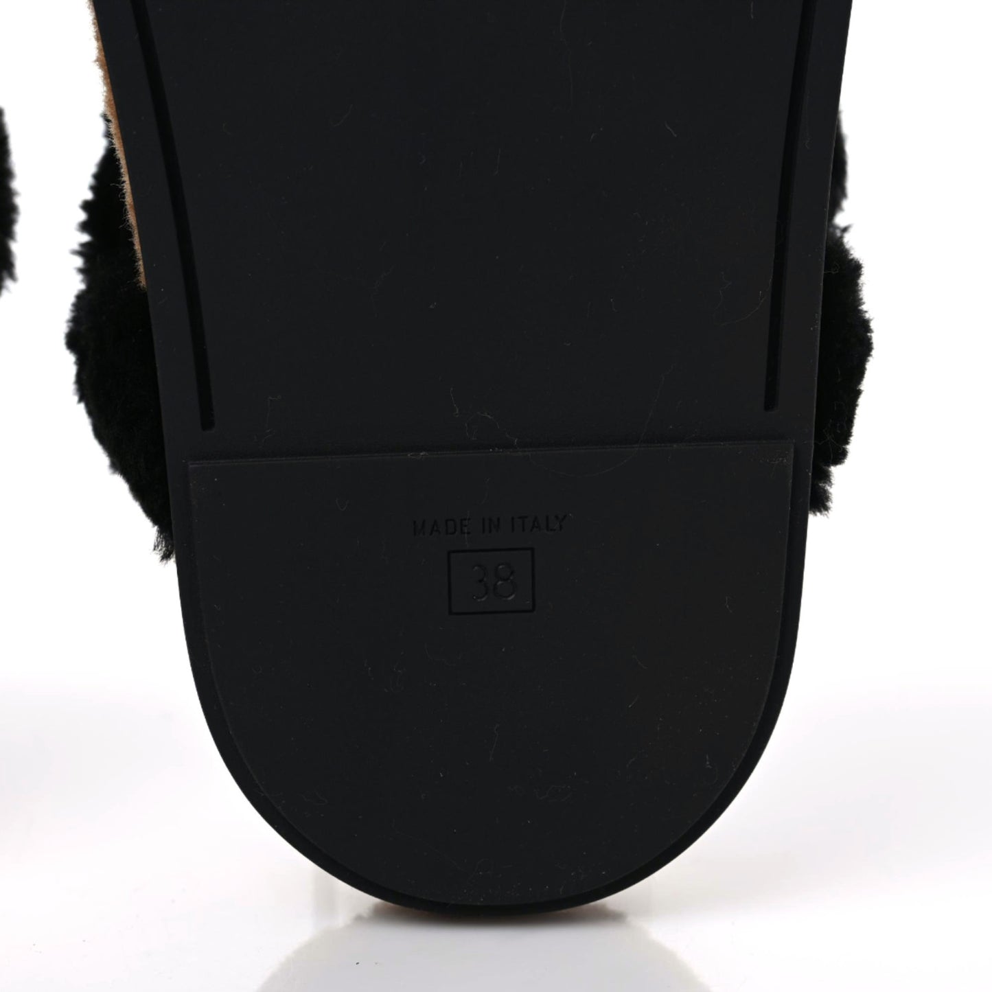 Shearling FF Fendi Feel Sandals 38 Tobacco Black