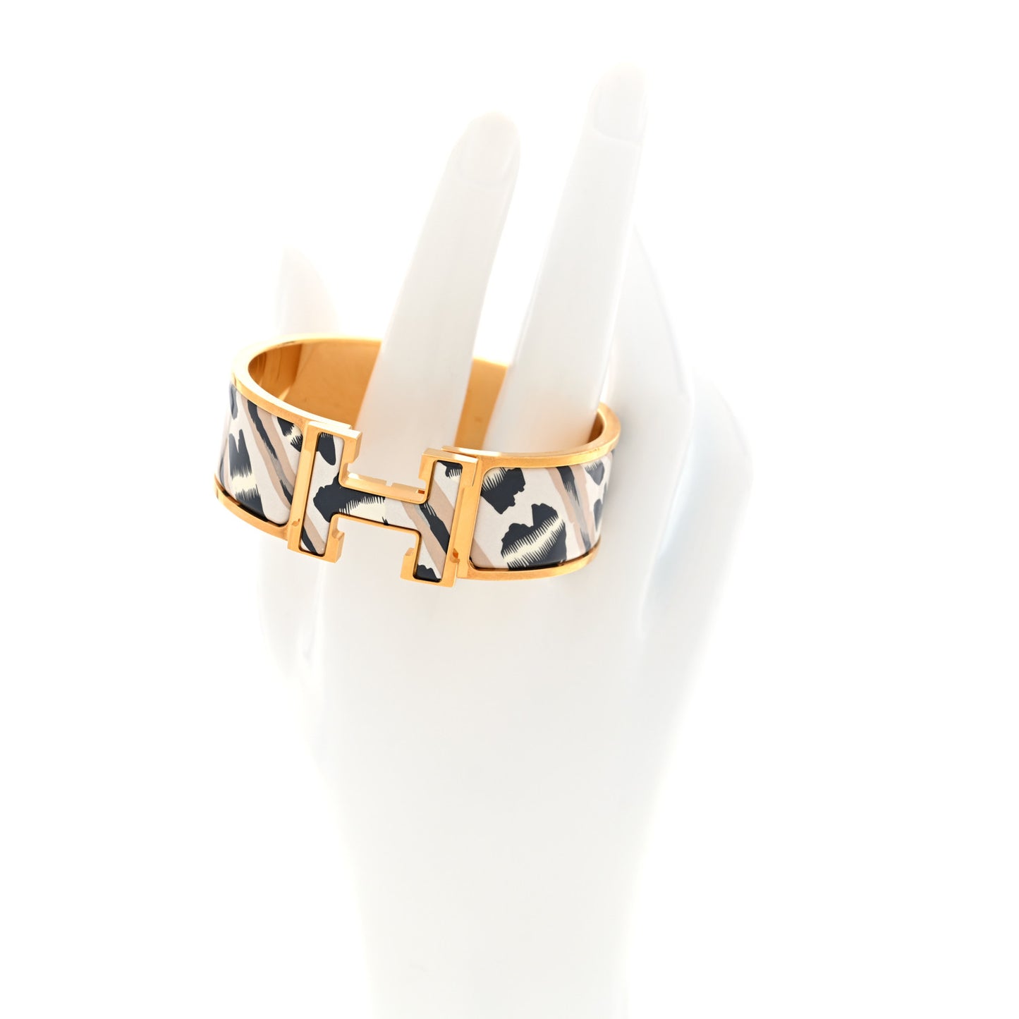 Enamel Printed Wide Le Chat Carre Clic Clac H Bracelet PM Lumière