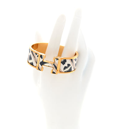 Hermes Enamel Printed Wide Le Chat Carre Clic Clac H Bracelet PM Lumière 2 of 4