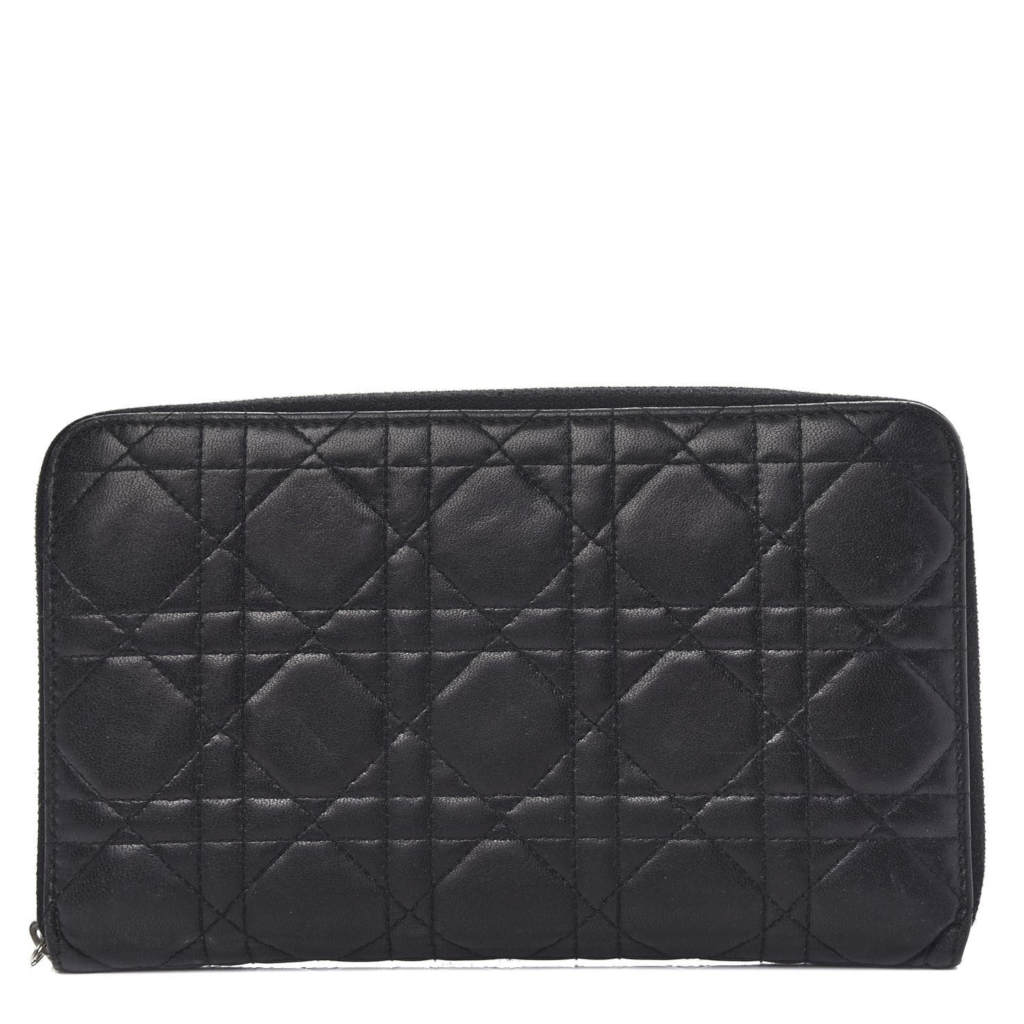 Lambskin Cannage Lady Dior Zip Organizer Wallet Black