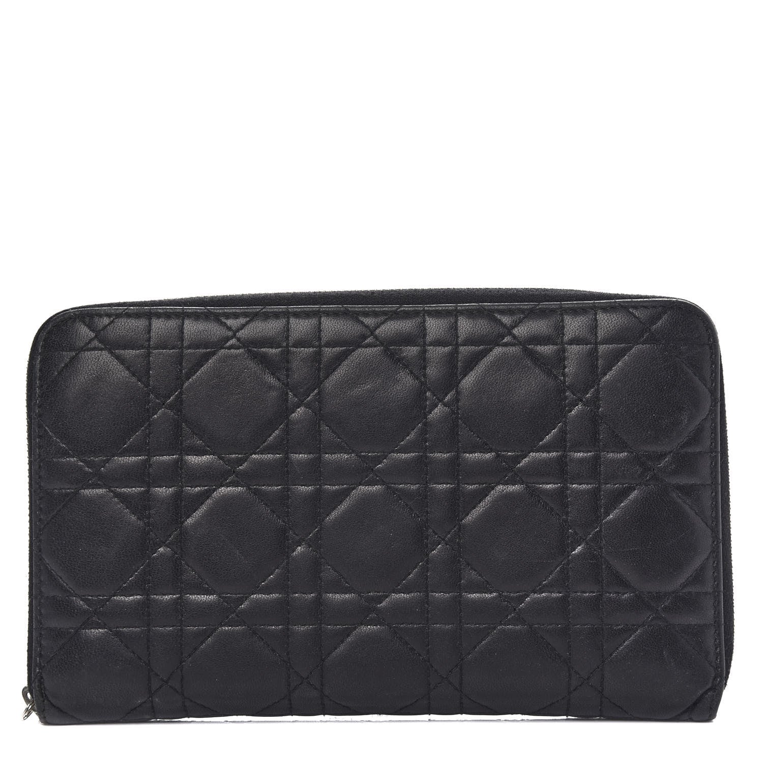 Christian Dior Lambskin Cannage Lady Dior Zip Organizer Wallet Black 1 of 6
