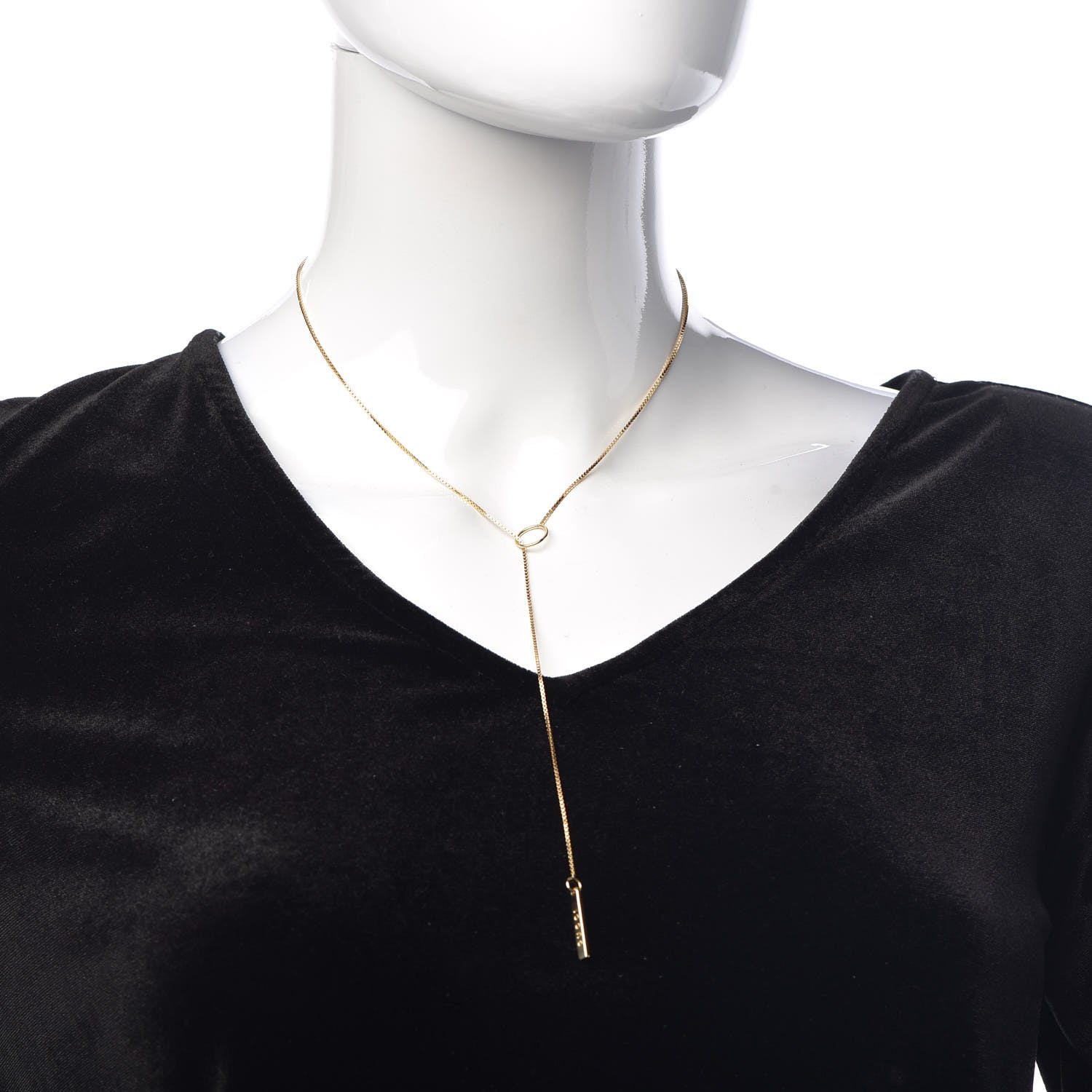 Gucci 18K Yellow Gold 20mm Lariat Necklace 2 of 6