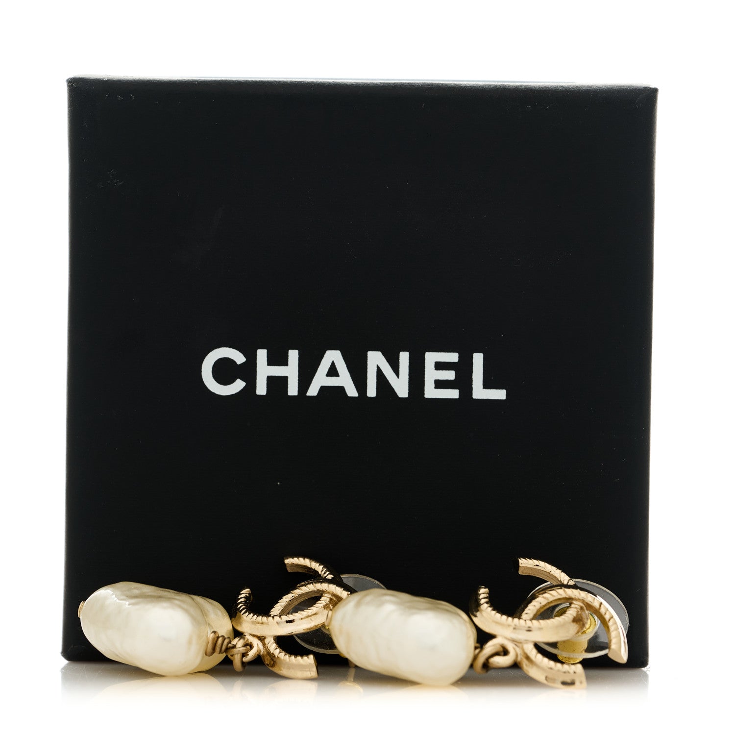 Chanel Pearl CC Heart Drop Earrings Gold 5 of 5