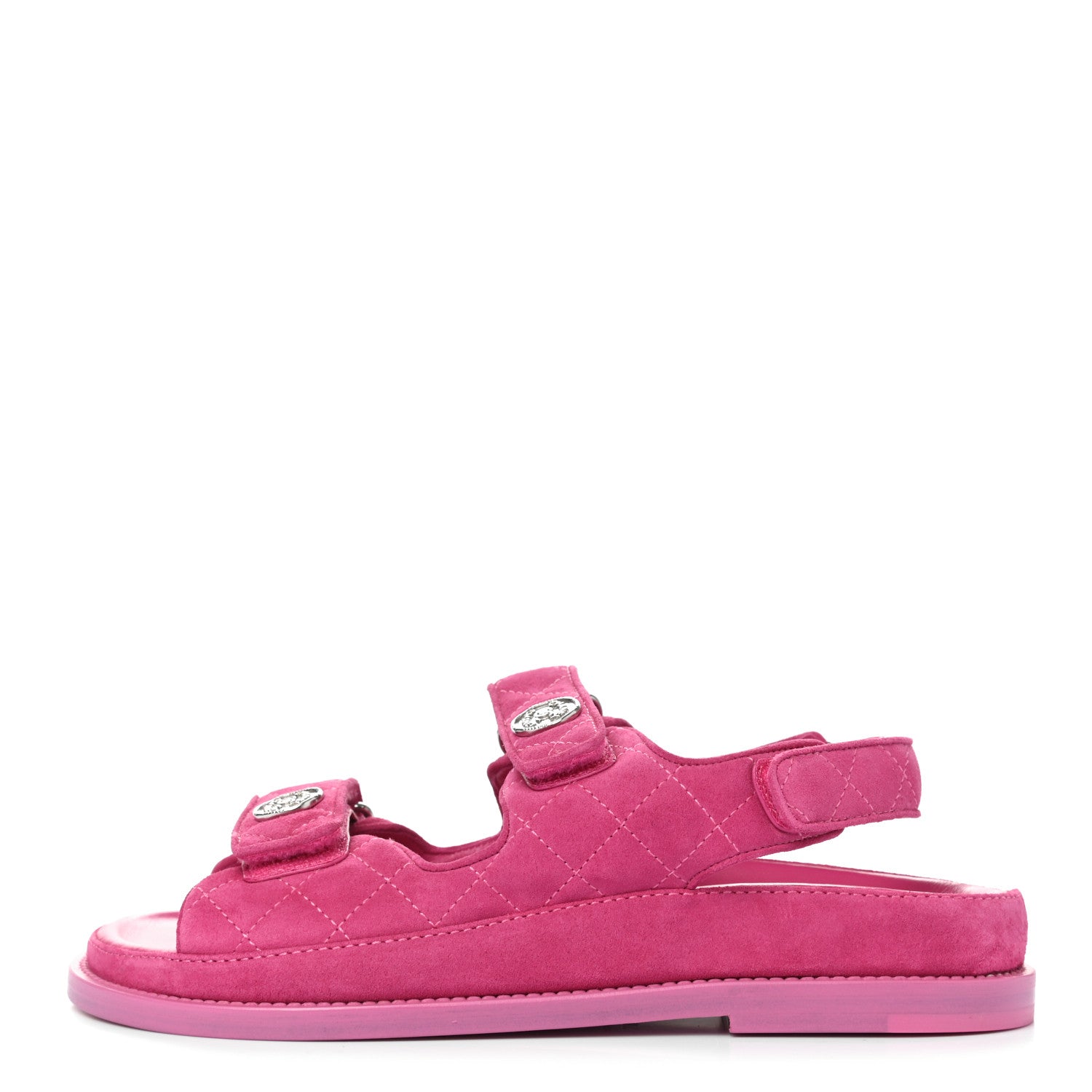 Chanel Suede Calfskin Velcro Dad Sandals 37 Pink 1 of 9