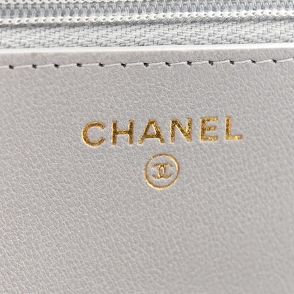 Chanel Caviar Quilted Sweetheart Wallet On Chain WOC Grey 6 of 12