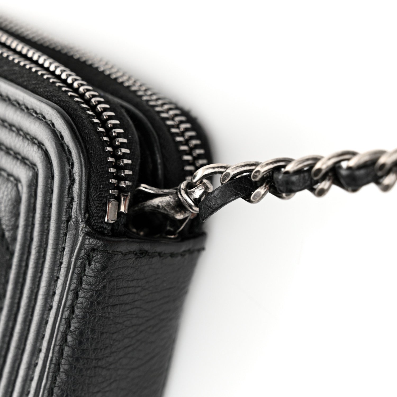 Chanel Calfskin Quilted Small Boy Clutch With Chain Black 13 of 17