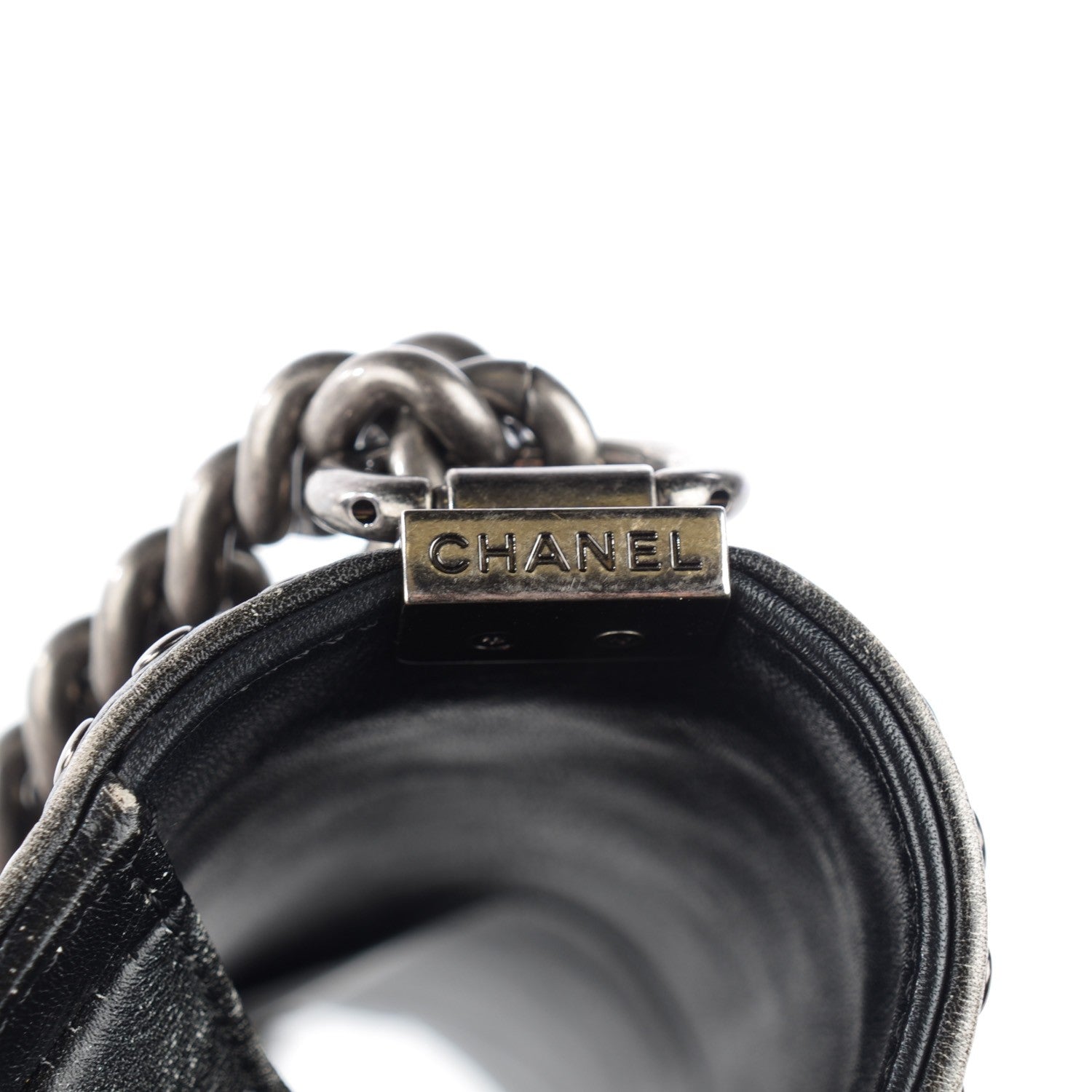 Chanel Faded Calfskin Medium Studded Boy Flap Black 10 of 11