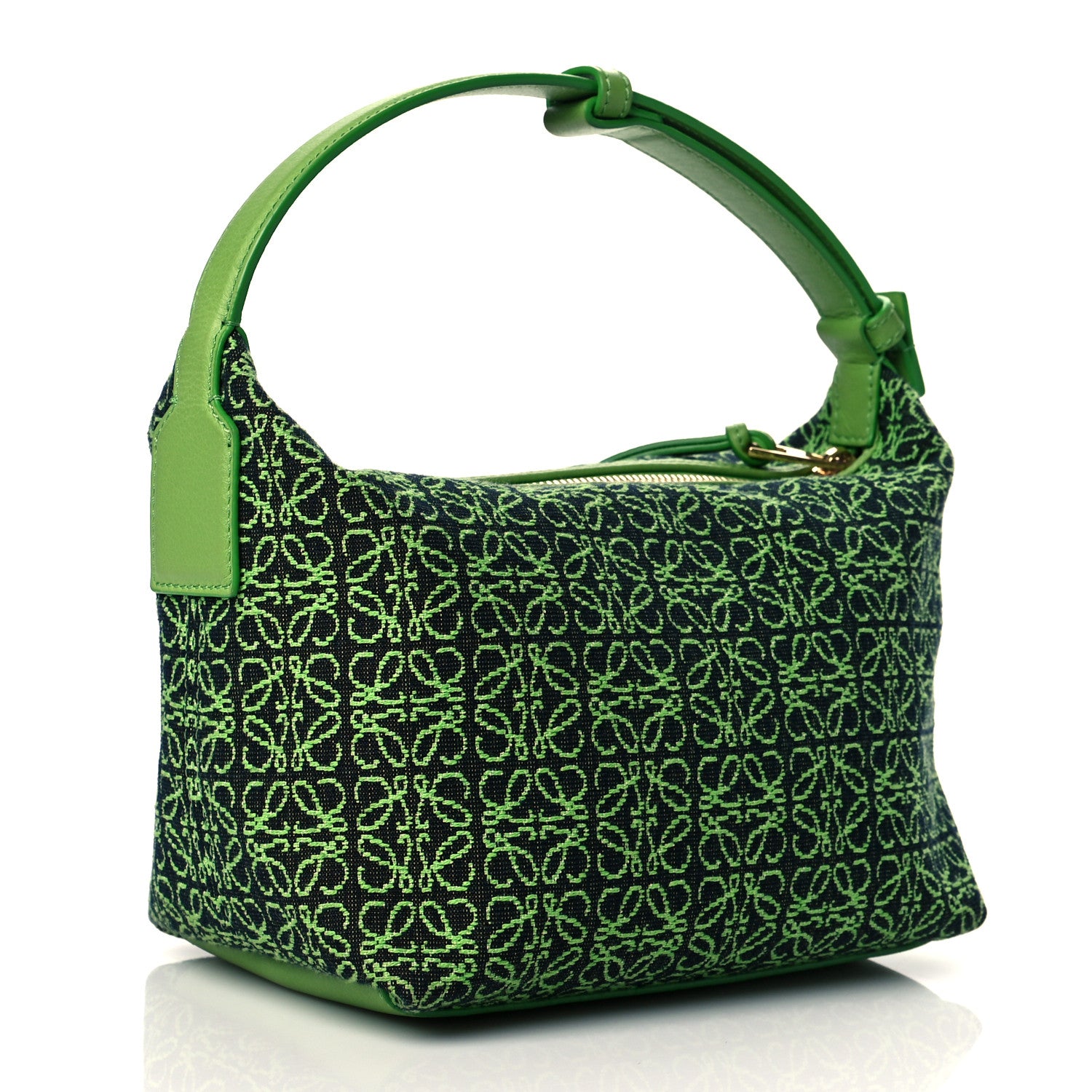Loewe Jacquard Anagram Calfskin Small Cubi Bag Apple Green 2 of 9