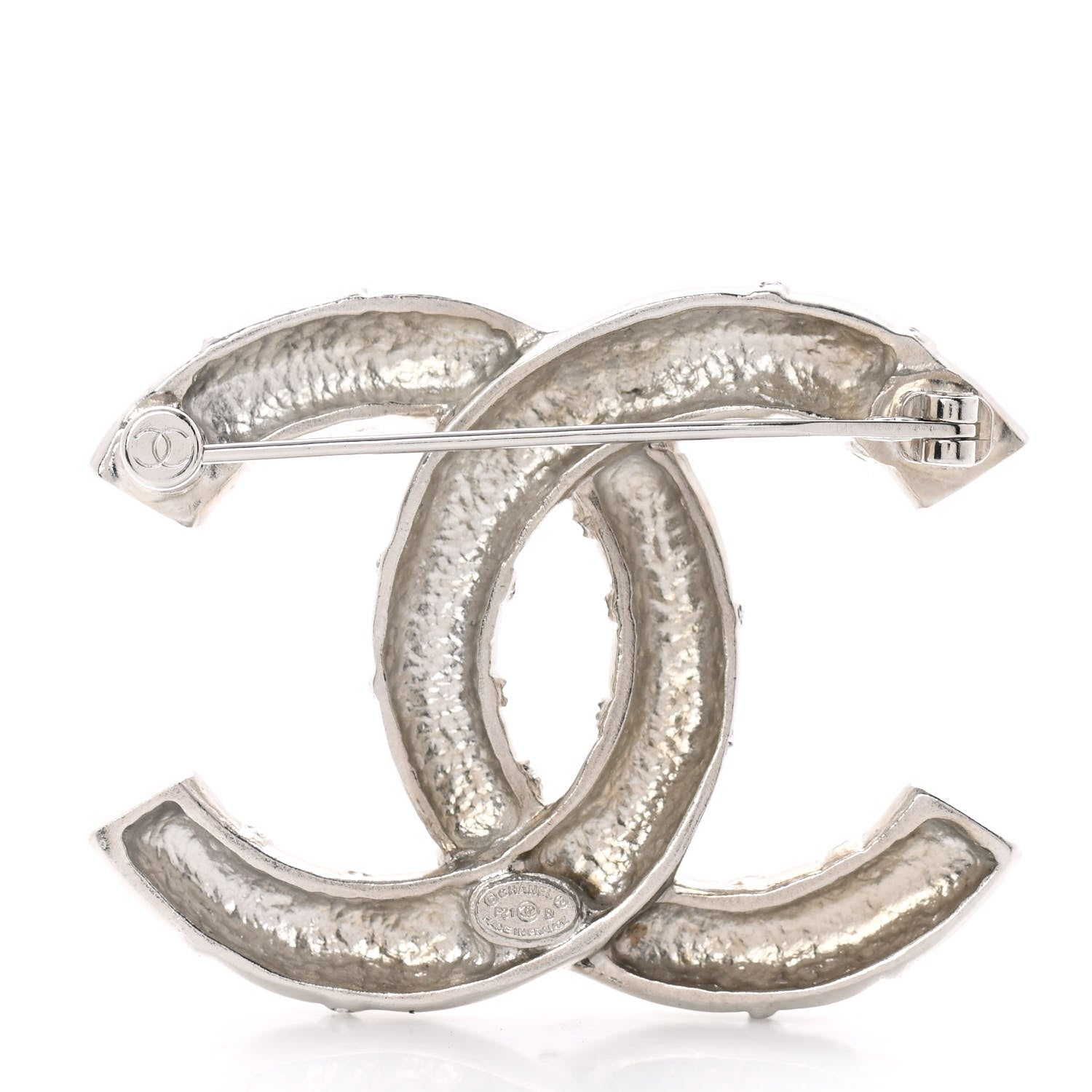 Chanel Crystal CC Brooch Silver 3 of 5