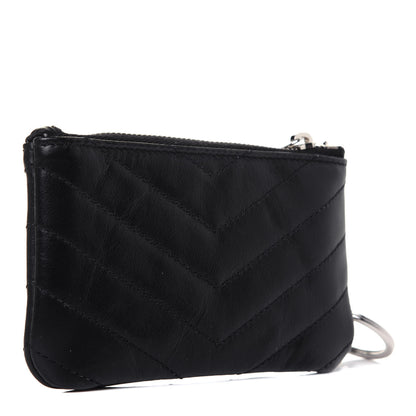 Saint Laurent Calfskin Matelasse Monogram Key Pouch Black 3 of 11