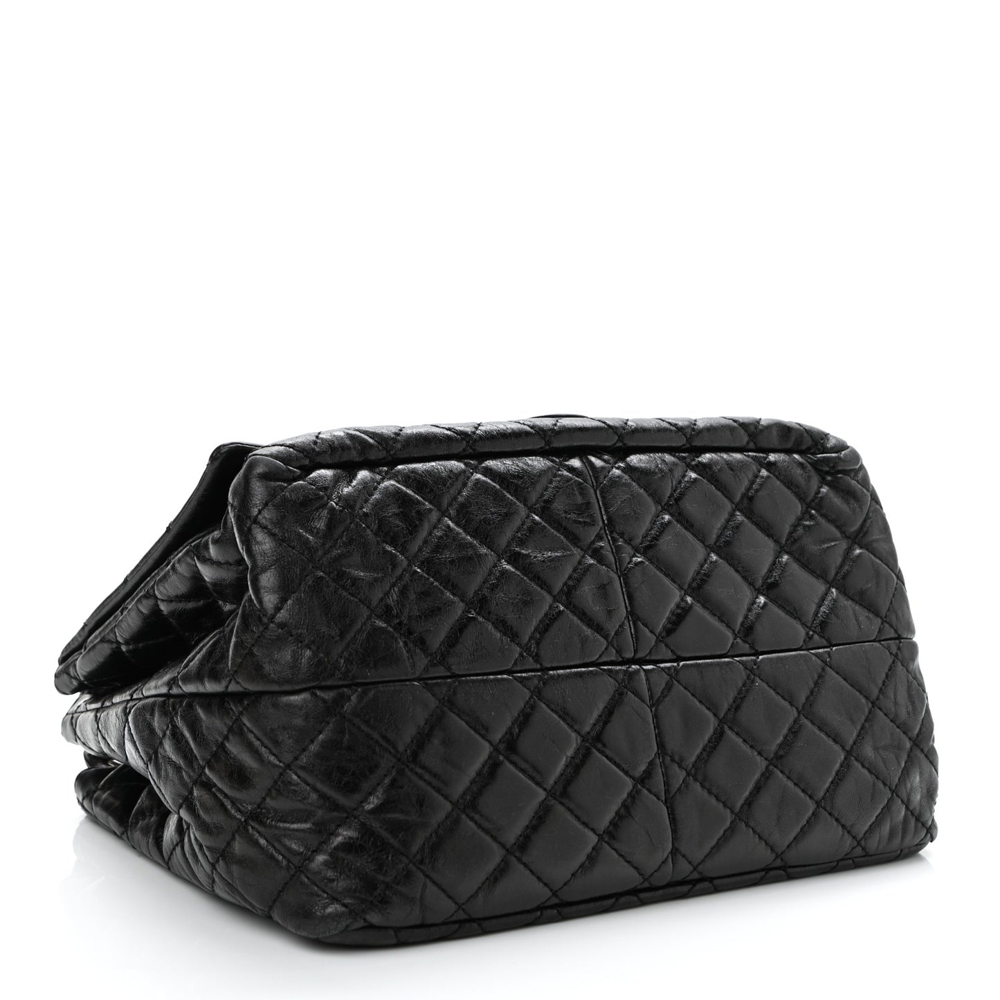 Metallic Aged Calfskin Quilted Reissue 2.55 Accordion Flap Black