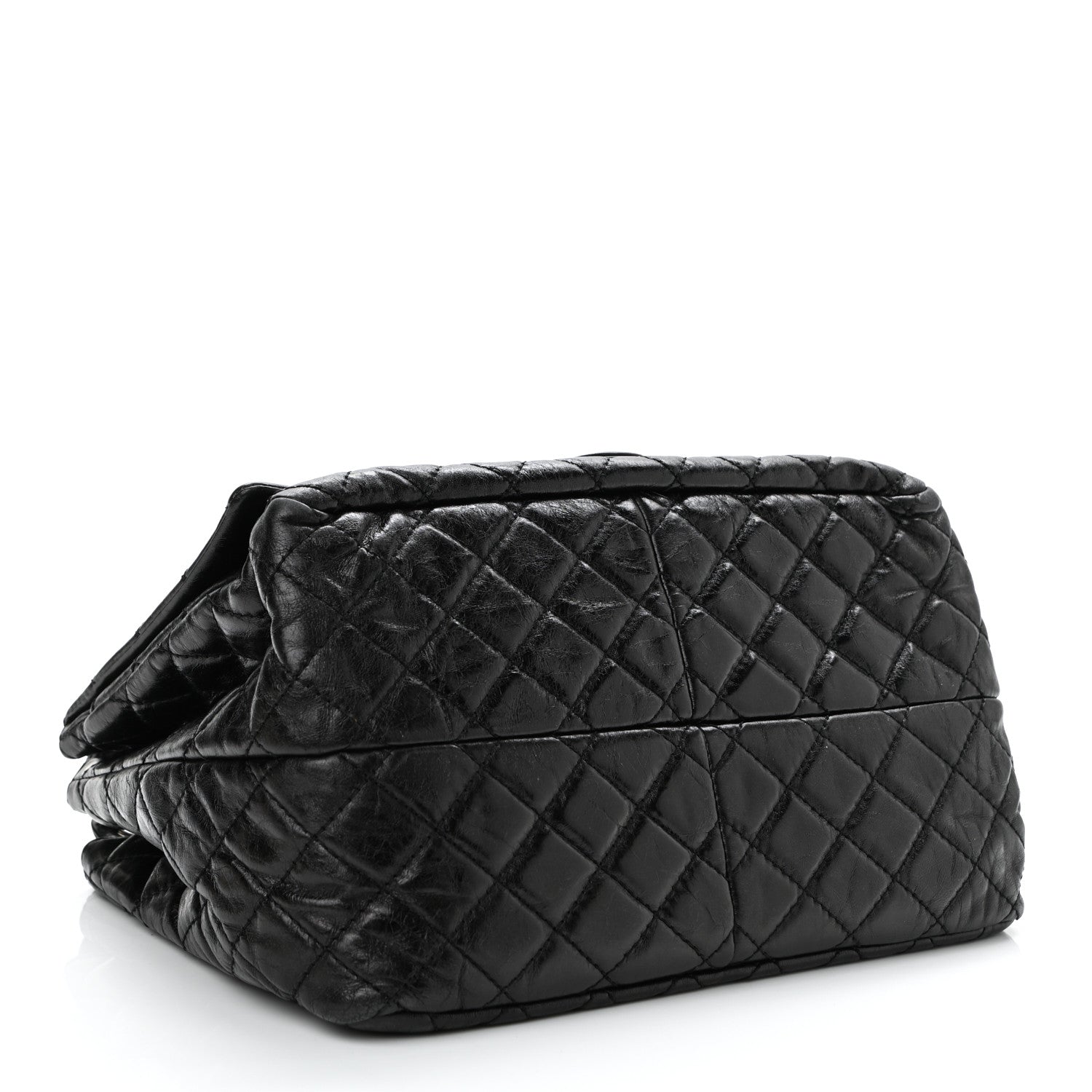 Chanel Metallic Aged Calfskin Quilted Reissue 2.55 Accordion Flap Black 4 of 11