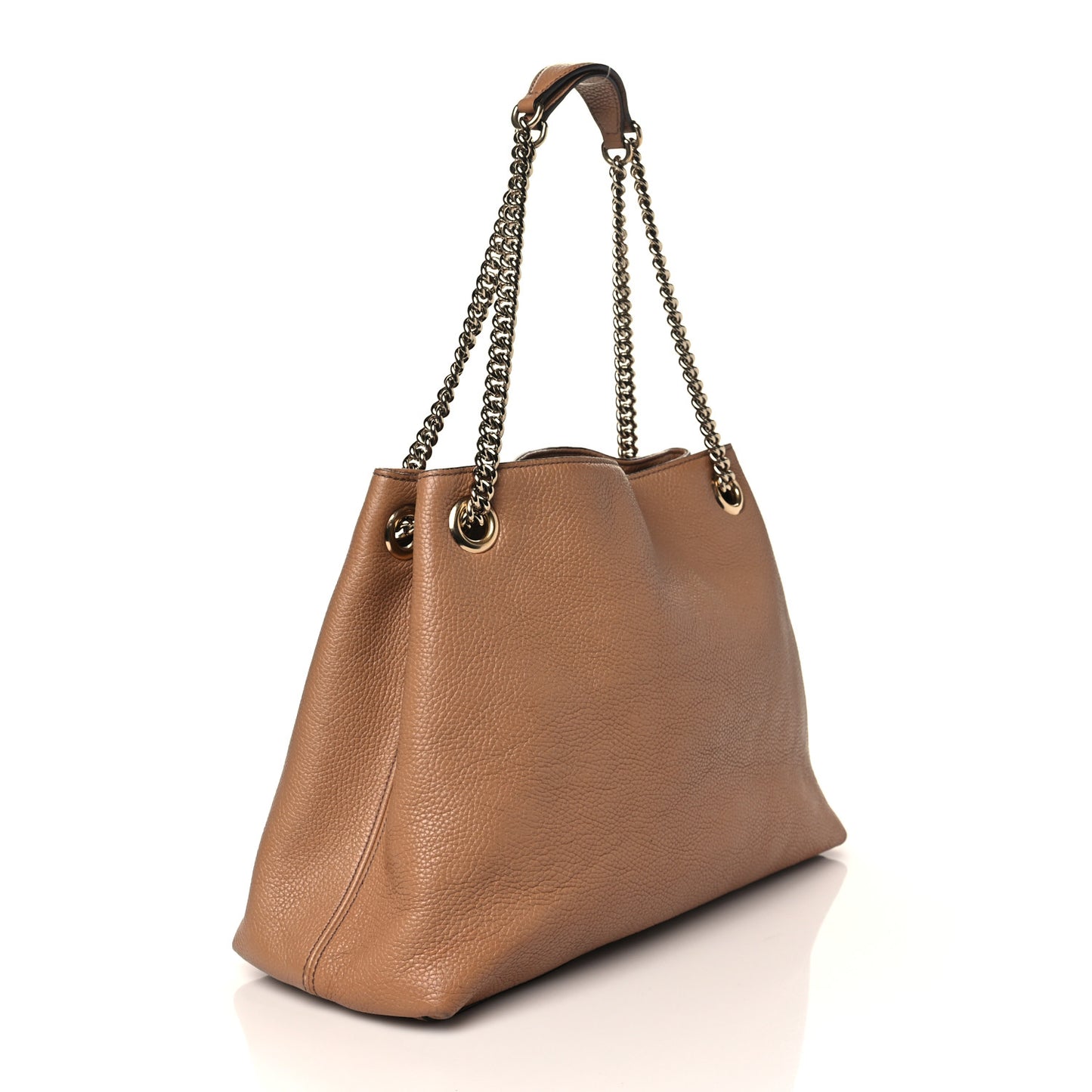 Pebbled Calfskin Medium Soho Chain Shoulder Bag Camelia
