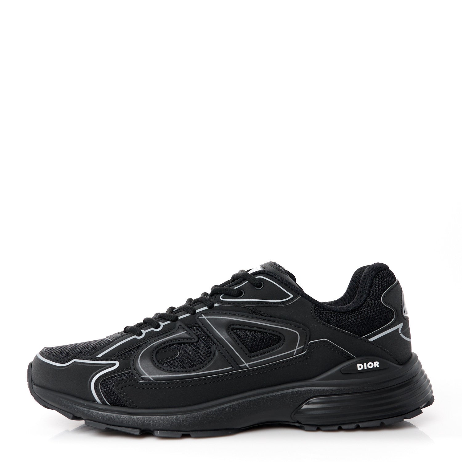 Christian Dior Technical Mesh Calfskin Mens B30 Sneakers 44 Black 1 of 10