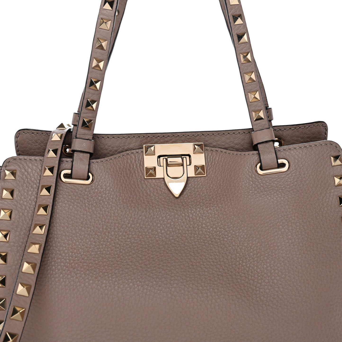 Pebbled Calfskin Small Rockstud Tote Poudre
