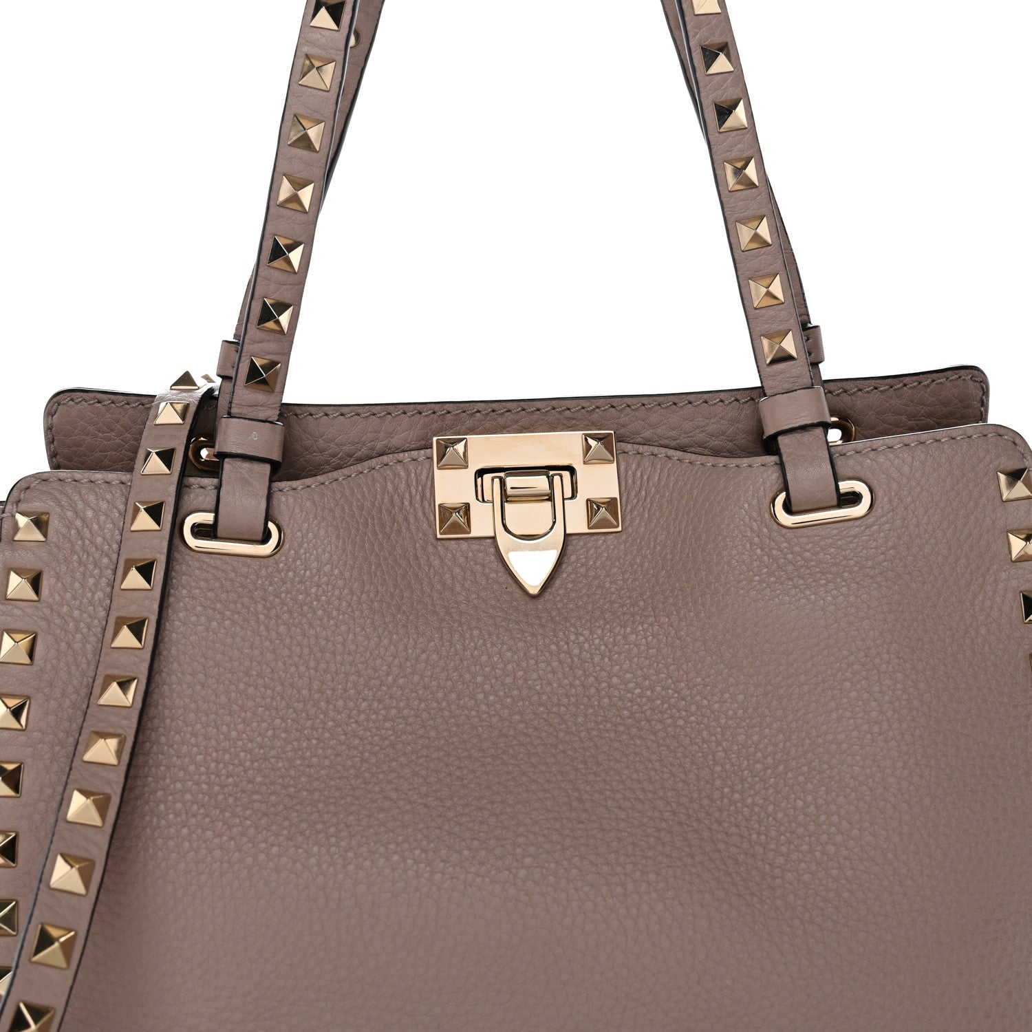 Valentino Garavani Pebbled Calfskin Small Rockstud Tote Poudre 7 of 10
