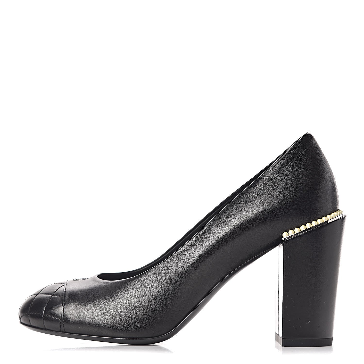 Chanel Lambskin Pearl CC Cap Toe Pump 38 Black 1 of 9