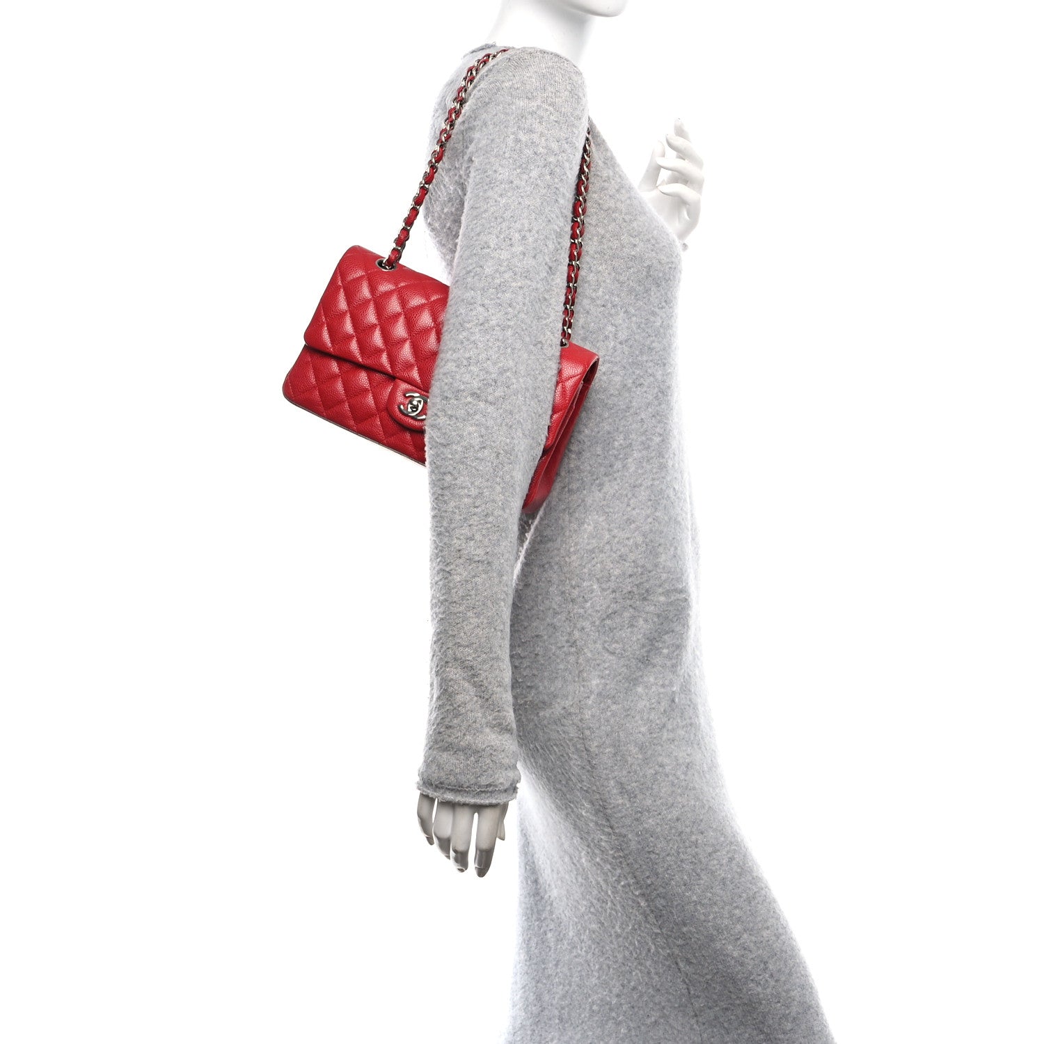 Chanel Caviar Quilted Medium Double Flap Red 2 of 10
