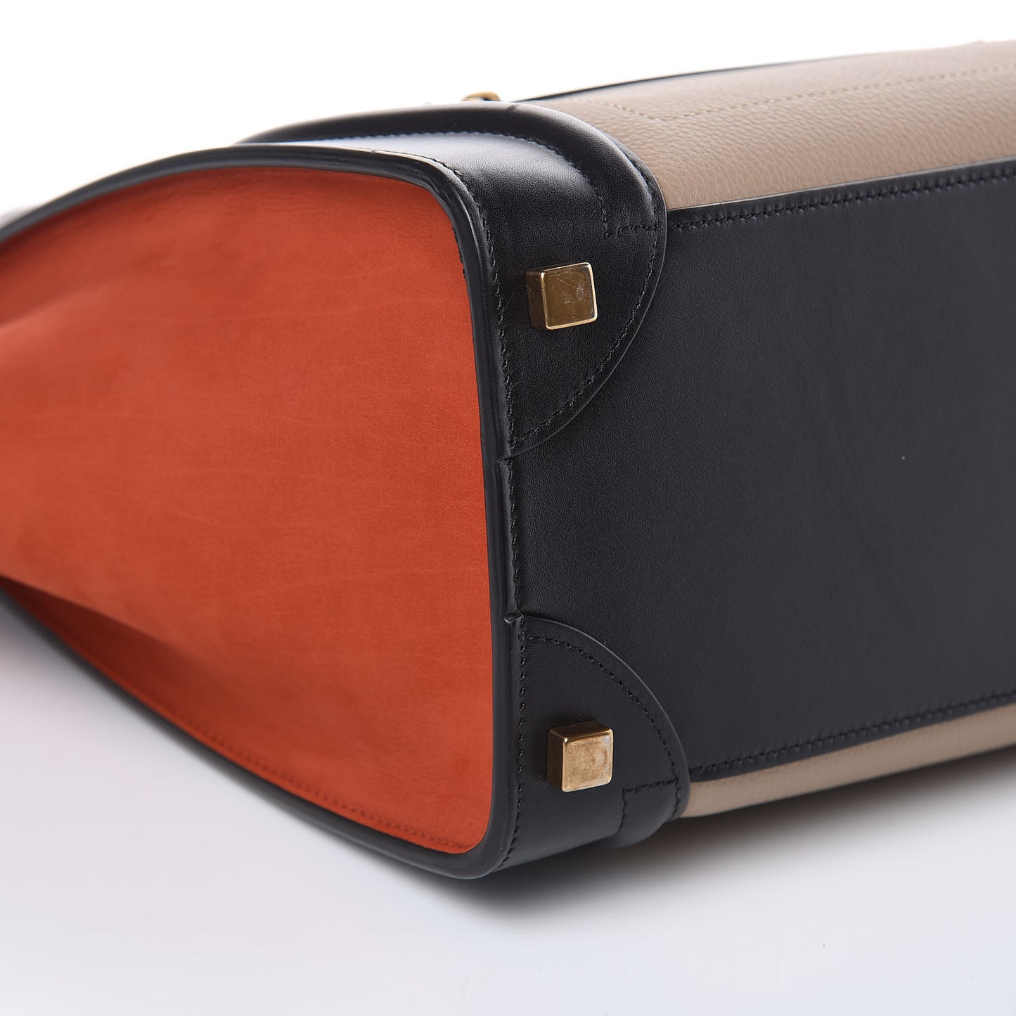 Smooth Calfskin Nubuck Micro Tri-Color Luggage Light Taupe Fox Red