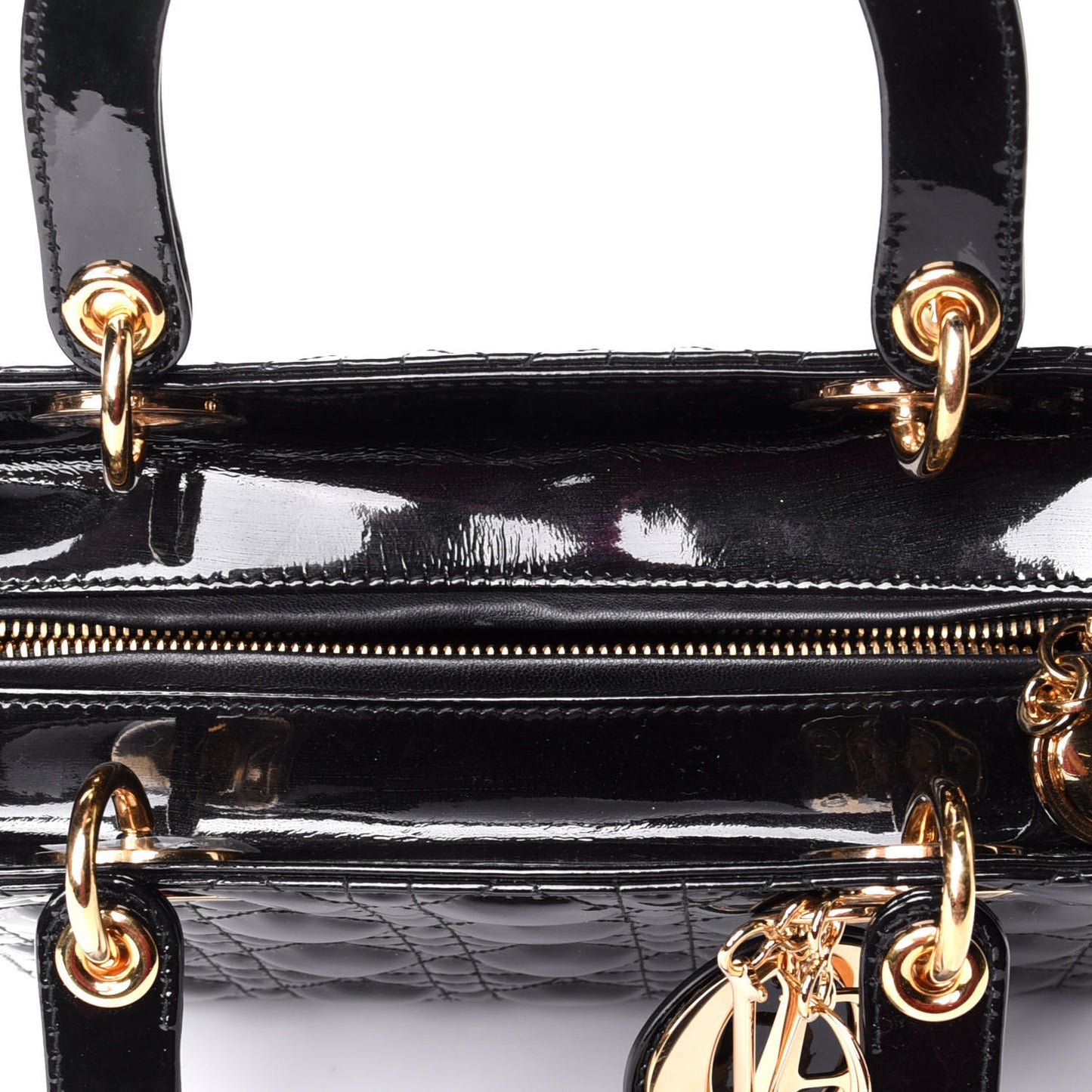 Patent Cannage Medium Lady Dior Black