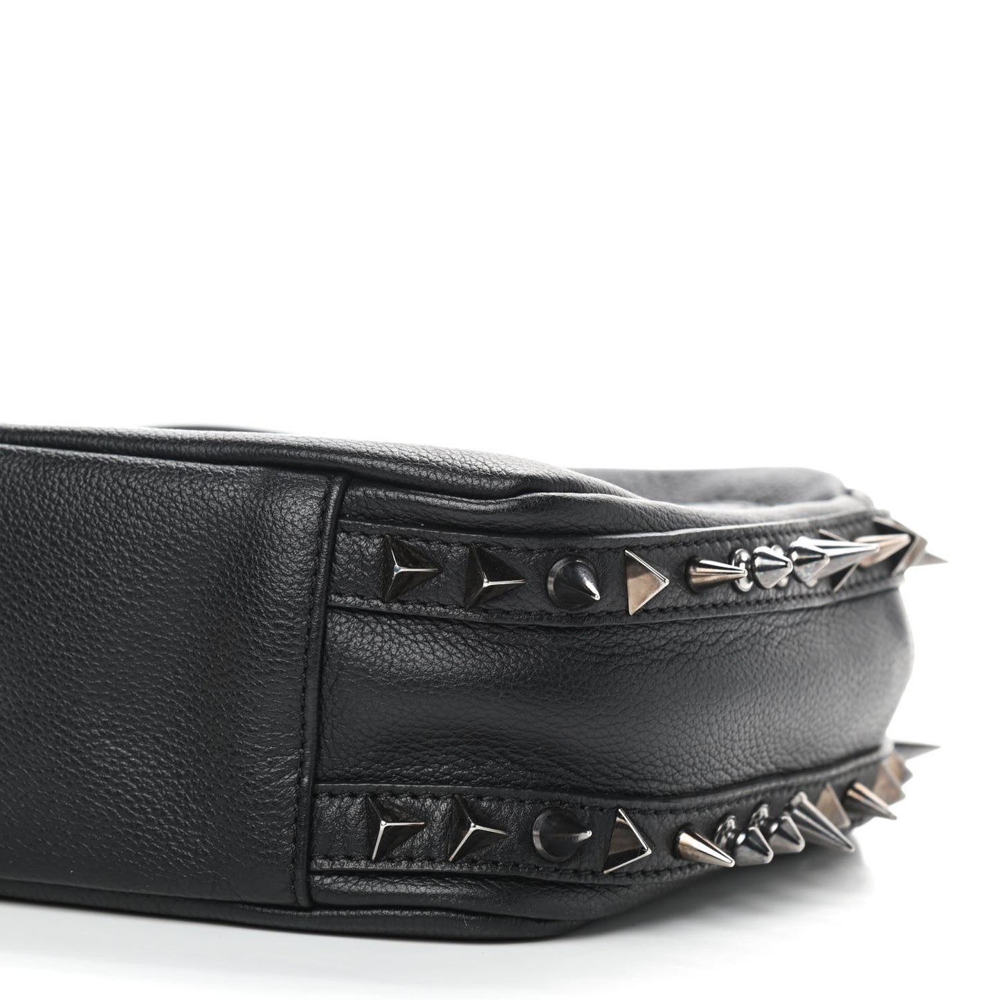 Calfskin Spikes Shoulder Bag Black