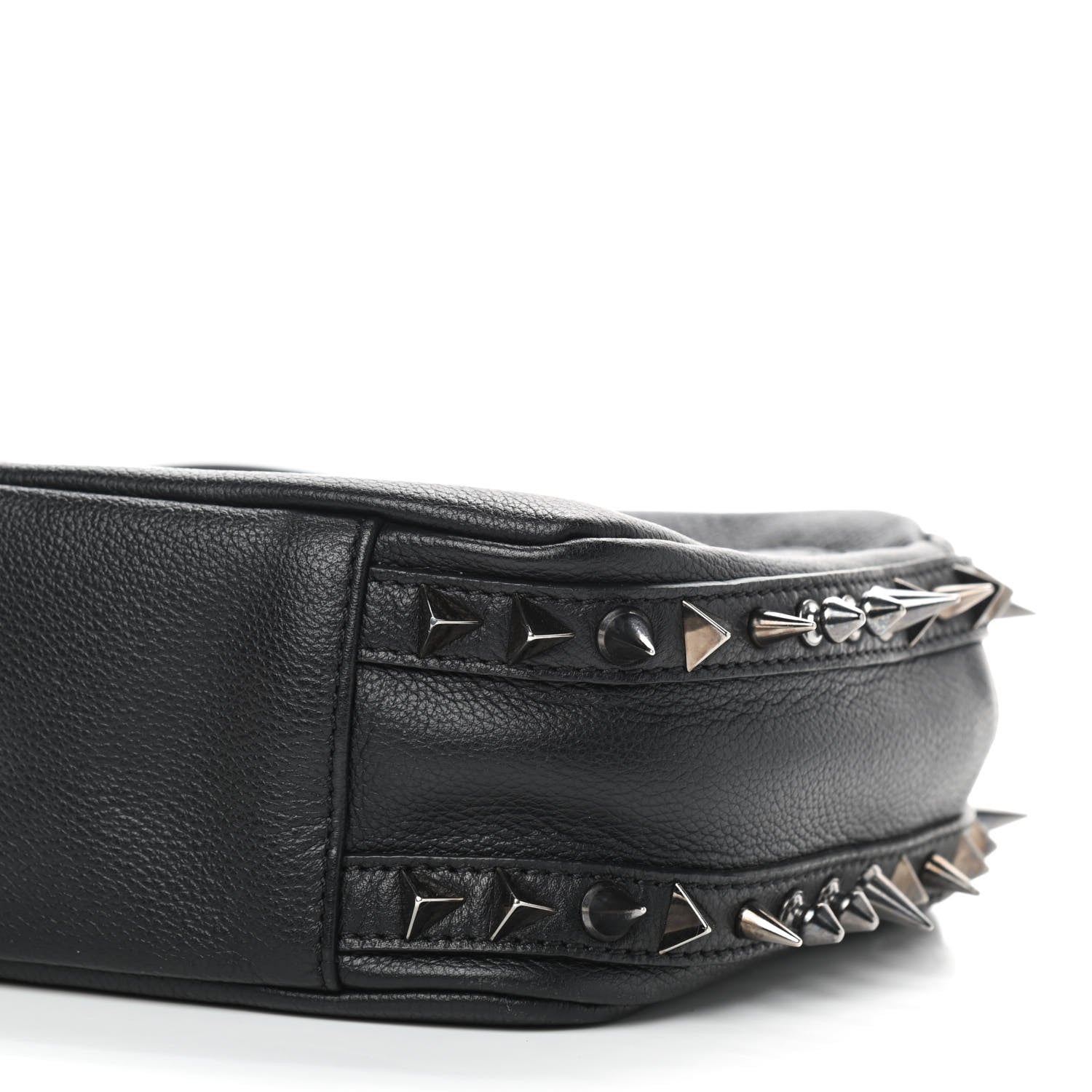 Christian Louboutin Calfskin Spikes Shoulder Bag Black 7 of 9