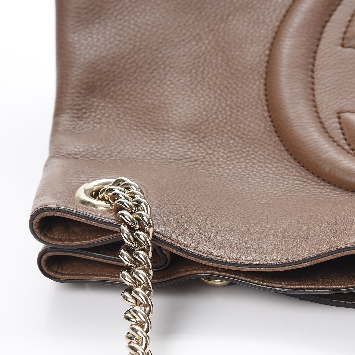 Pebbled Calfskin Medium Soho Chain Shoulder Bag Maple Brown