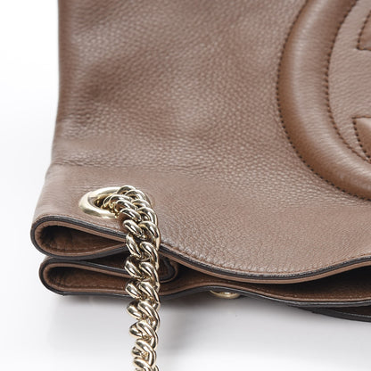 Gucci Pebbled Calfskin Medium Soho Chain Shoulder Bag Maple Brown 9 of 19