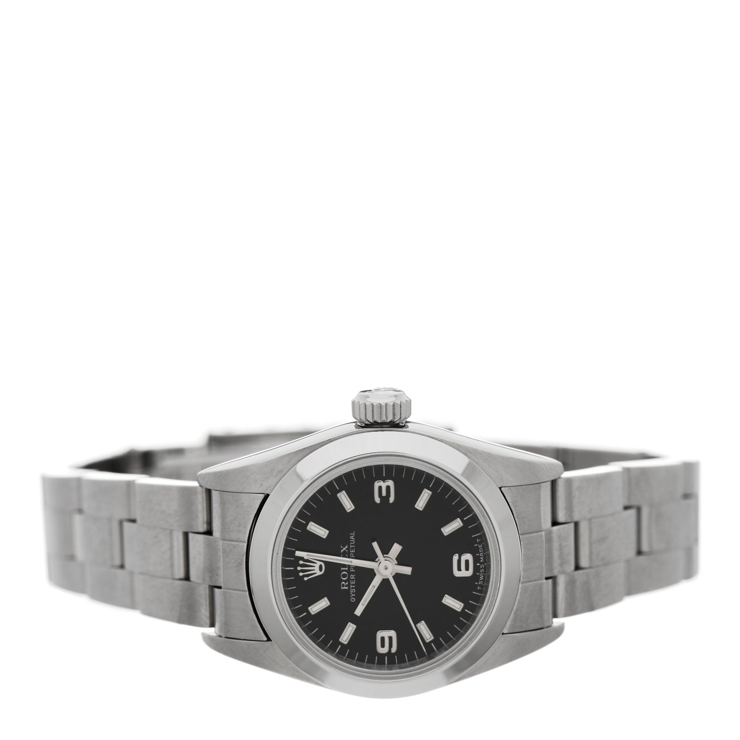 Stainless Steel 24mm Oyster Perpetual Watch Black 67180