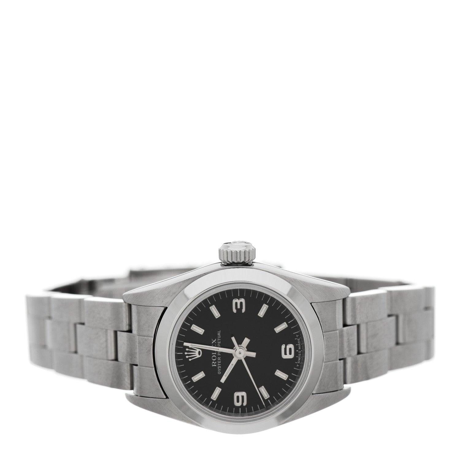 Rolex Stainless Steel 24mm Oyster Perpetual Watch Black 67180 2 of 5