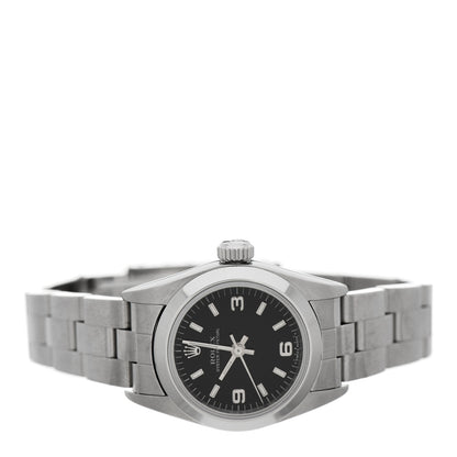 Rolex Stainless Steel 24mm Oyster Perpetual Watch Black 67180 2 of 5
