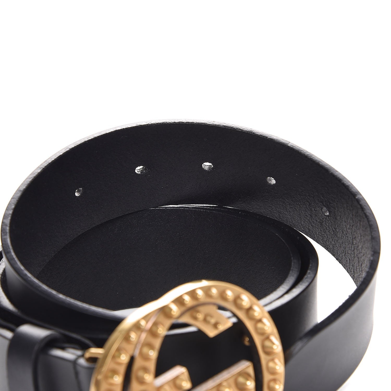 Gucci Calfskin Studded Interlocking G Belt 90 36 Black 5 of 6