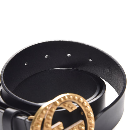 Gucci Calfskin Studded Interlocking G Belt 90 36 Black 5 of 6