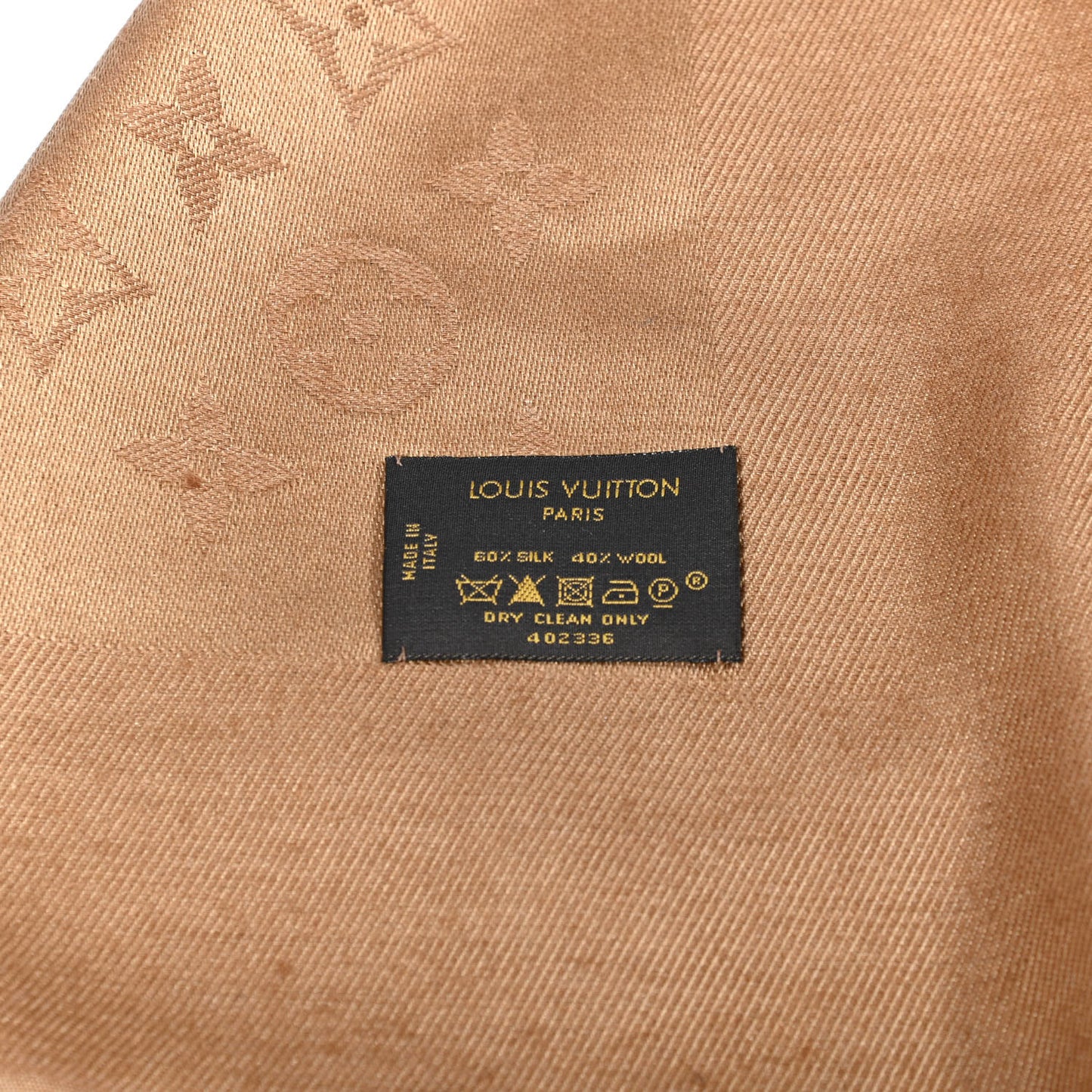 Silk Wool Monogram Shawl Cappuccino