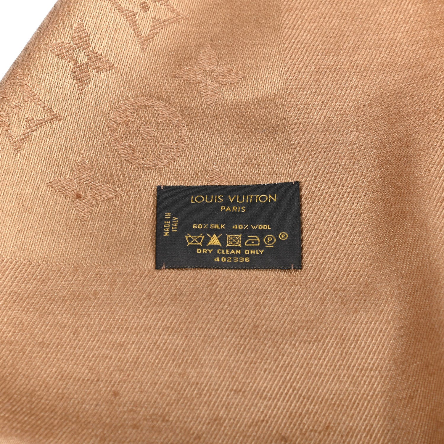 Louis Vuitton Silk Wool Monogram Shawl Cappuccino 2 of 5