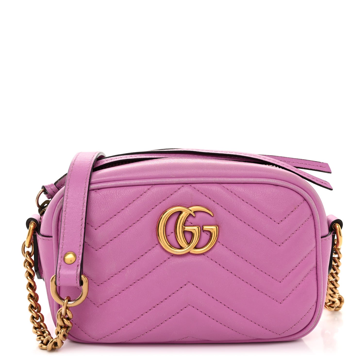 Gucci Calfskin Matelasse Mini GG Marmont Chain Shoulder Bag Candy Mousse 1 of 12