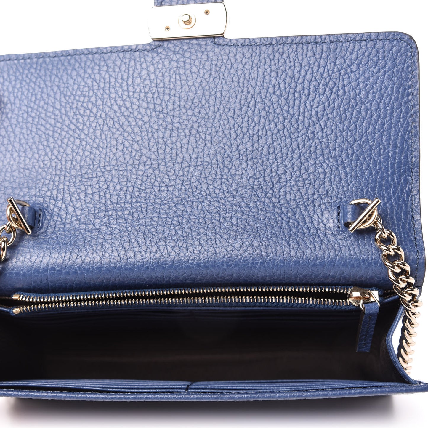 Dollar Calfskin Interlocking G Chain Wallet Caspian