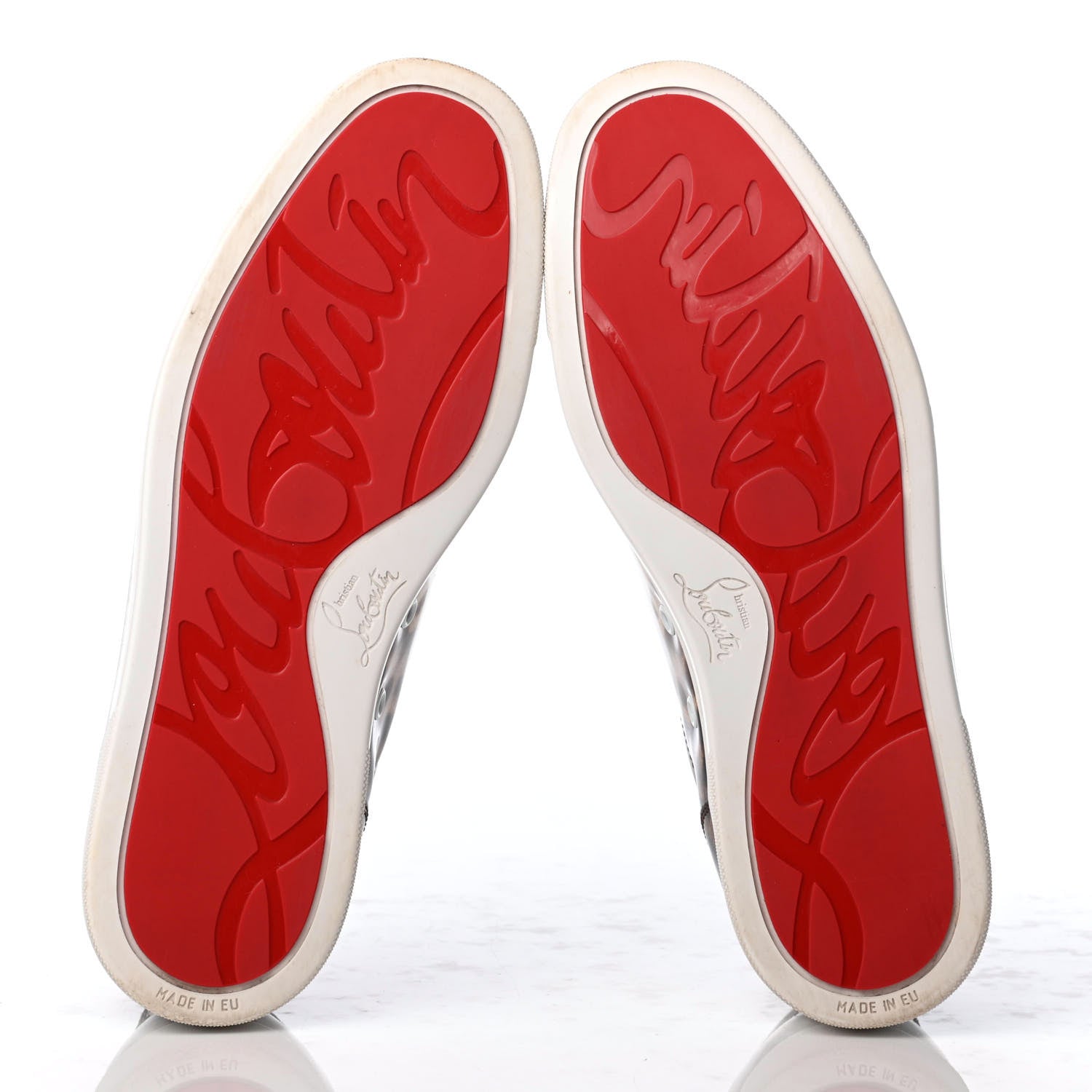 Christian Louboutin Patent Degrade Leopard Print Mens Louis Junior Spikes Flat Sneakers 41 Latte 5 of 8