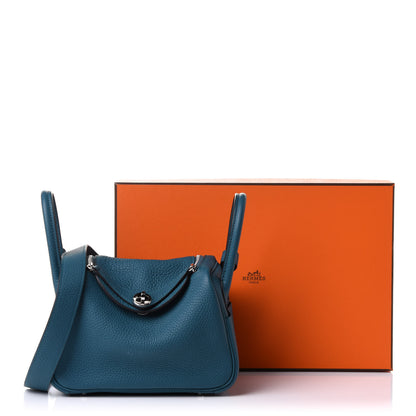 Hermes Taurillon Clemence Mini Lindy 20 Vert Bosphore 12 of 12