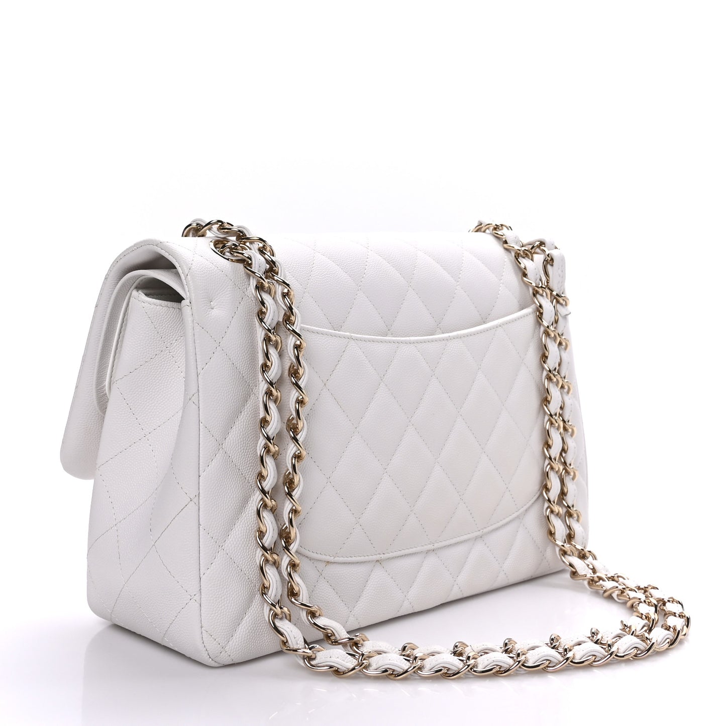 Caviar Quilted Jumbo Double Flap White
