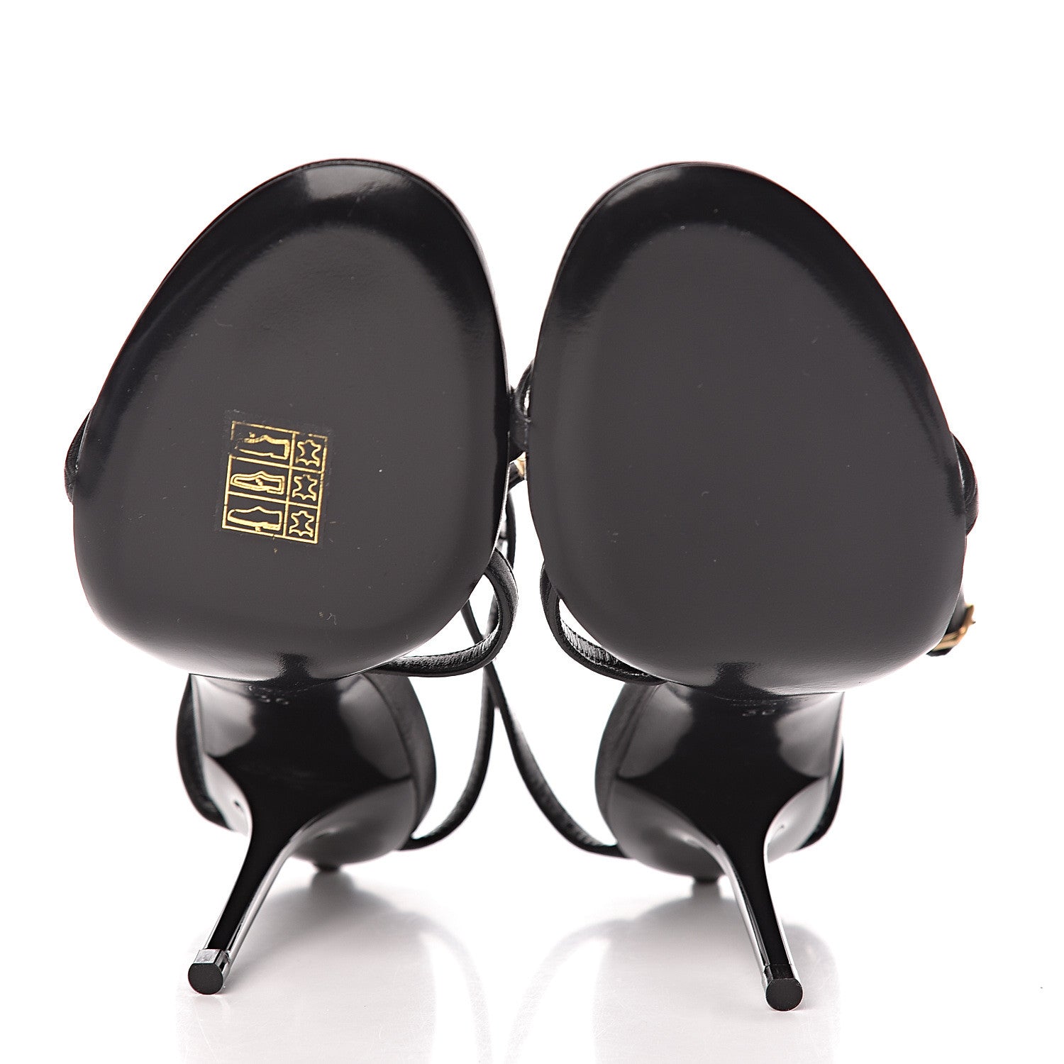 Saint Laurent Calfskin Cassandra Palm Logo 110 Ankle Strap Sandals 36 Black 5 of 8