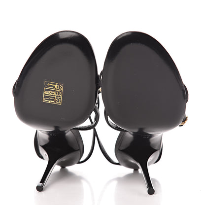 Saint Laurent Calfskin Cassandra Palm Logo 110 Ankle Strap Sandals 36 Black 5 of 8