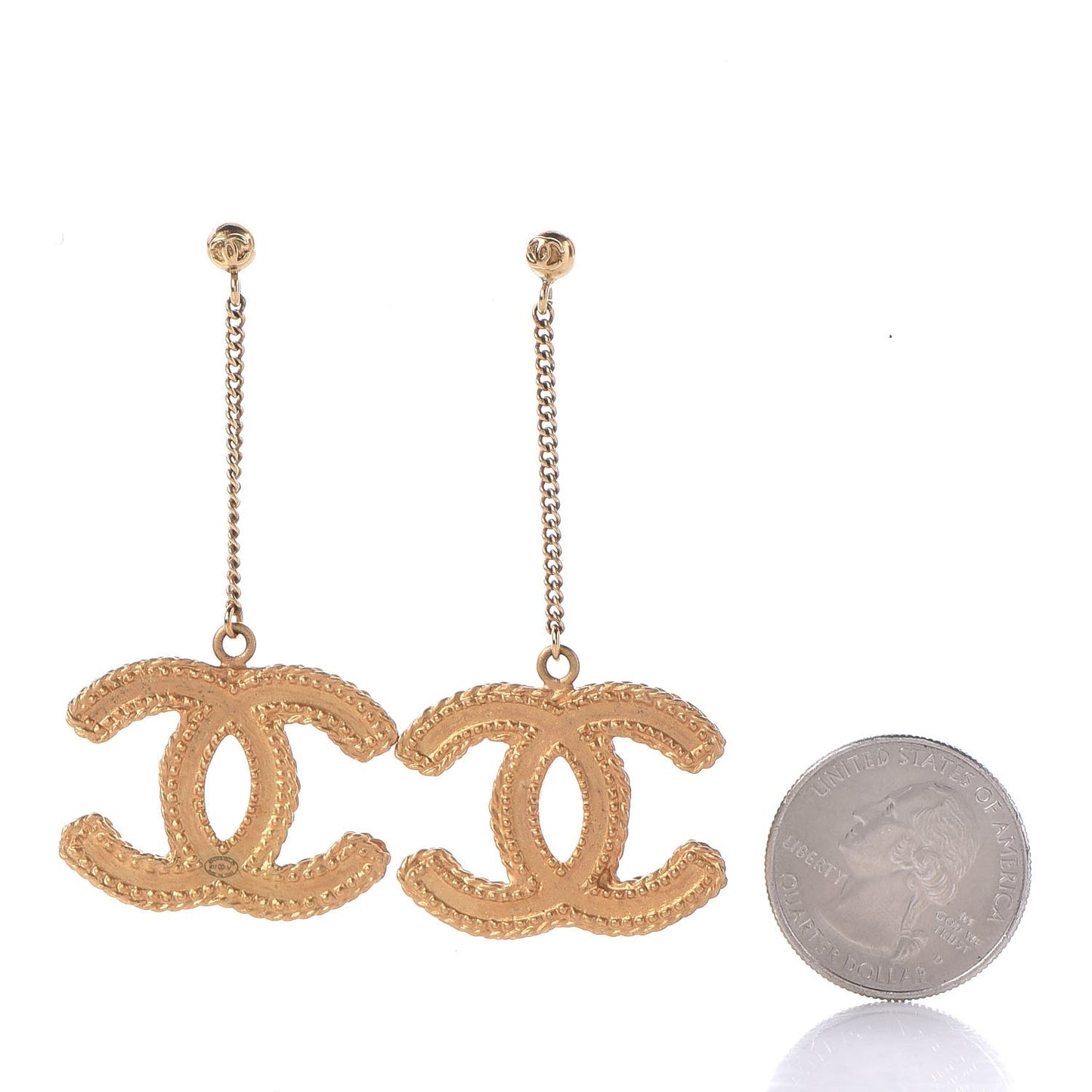 CC Drop Earrings Matte Gold