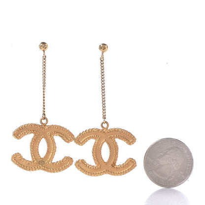 Chanel CC Drop Earrings Matte Gold 2 of 4