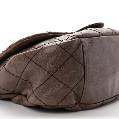 Chanel Glazed Calfskin Stitched XL On The Road Flap Brown 7 of 11