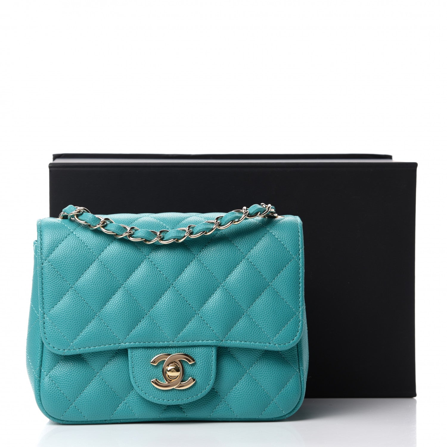 Chanel Caviar Quilted Mini Square Flap Turquoise 11 of 11
