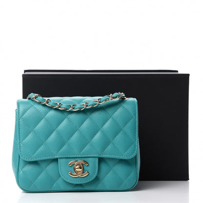 Chanel Caviar Quilted Mini Square Flap Turquoise 11 of 11
