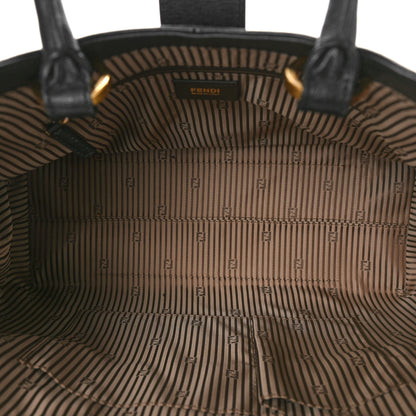 Fendi Textured Calfskin Chameleon Shopper Tote Black 5 of 8