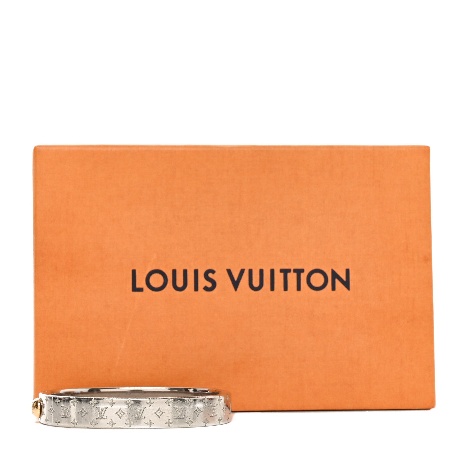 Louis Vuitton Brass Palladium Plated Nanogram Cuff S Silver 6 of 6